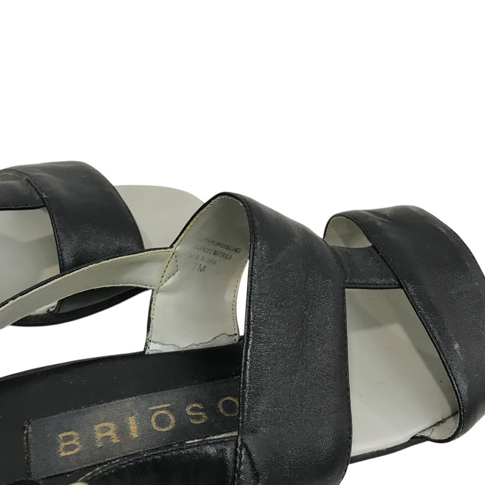 Brioso Sandals Black Leather Wedge Summer Strappy Slingback Size 7 - Picture 5 of 7